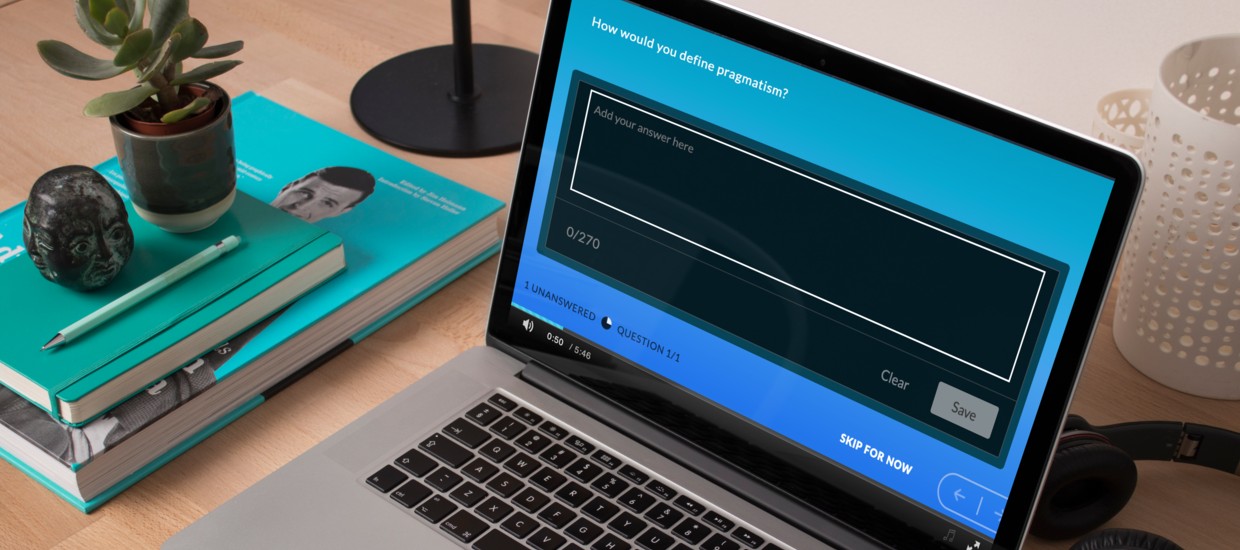 An interactive video quiz on a computer screen